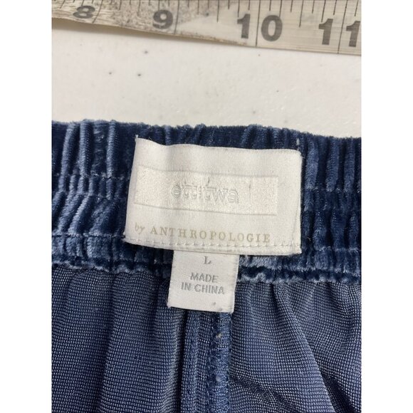 ETT:TWA ANTHROPOLOGIE Kinley Crushed Velvet Crop Jogger Pant Elastic‎ LG Blue - Picture 6 of 11